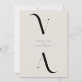 エレガントなモダン ミニマル ブラックとアイボリーの結婚式 招待状 (正面)