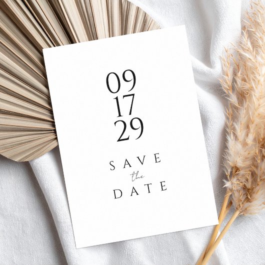 エレガントなモダン ミニマル ブラック&ホワイト ウェディング セーブザデート