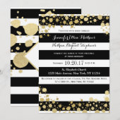 エレガントなモダン 偽のゴールドのしぶきとストライプ 招待状 (正面/裏面)