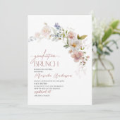 エレガントなモダン 水彩花 グラデュエーション ブラウン 招待状 (スタンド正面)