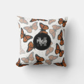 エレガントなモナーク蝶のモノグラム ミニマリスト クッション (正面)