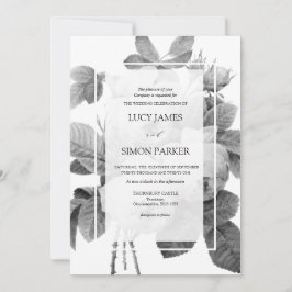 エレガントなモノクロのフランス ヴィンテージ ローズ 招待状