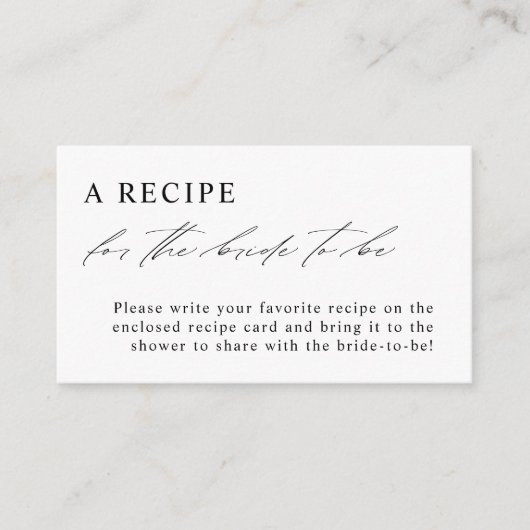 エレガントなモノクロのレシピを教えてください エンクロージャーカード (正面)