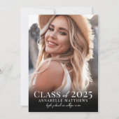 エレガントなモノクロ写真 卒業式 招待状 (正面)