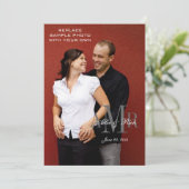 エレガントなモノグラムと写真の結婚式招待状 招待状 (スタンド正面)