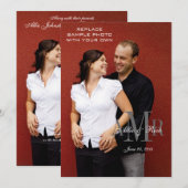 エレガントなモノグラムと写真の結婚式招待状 招待状 (正面/裏面)