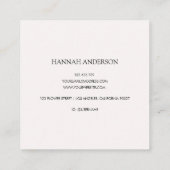 エレガントなモノグラムのかわいいベージュブルーの花 フローラル スクエア名刺 (裏面)