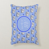 エレガントなモノグラムのかわいい男の赤ちゃん象の子供部屋 アクセントクッション (正面(垂直))