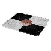 エレガントなモノグラムのばら色の金ゴールドの白黒の大理石 カッティングボード (角)