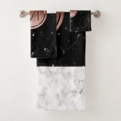 エレガントなモノグラムのばら色の金ゴールドの白黒の大理石 バスタオルセット (インサイチュ)