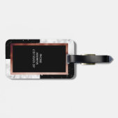 エレガントなモノグラムのばら色の金ゴールドの白黒の大理石 ラゲッジタグ (裏面横)