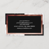 エレガントなモノグラムのばら色の金ゴールドの白黒の大理石 名刺 (裏面)