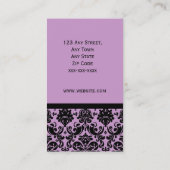 エレガントなモノグラムのダマスク織の紫色の名刺 名刺 (裏面)