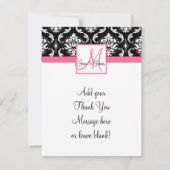 エレガントなモノグラムのダマスク織の結婚式の写真は感謝していしています サンキューカード (裏面)
