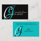 エレガントなモノグラムのメーキャップアーティストの名刺の水 名刺 (正面/裏面)