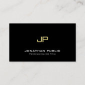 エレガントなモノグラムのモダンな優れた黒い金ゴールドの贅沢 名刺 (正面)