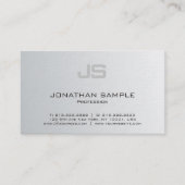 エレガントなモノグラムのモダンな銀製の一見のデザインの贅沢 名刺 (正面)