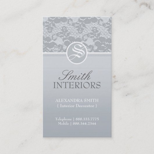 エレガントなモノグラムのレースの名刺 名刺 (正面)