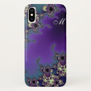 エレガントなモノグラムの夏の青のフラクタル iPhone X ケース