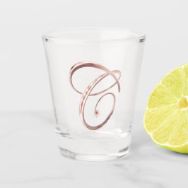 エレガントなモノグラムの手紙Cののどのばら色の金ゴールドの上品 ショットグラス