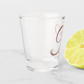 エレガントなモノグラムの手紙Kののどのばら色の金ゴールドの上品 ショットグラス (左)