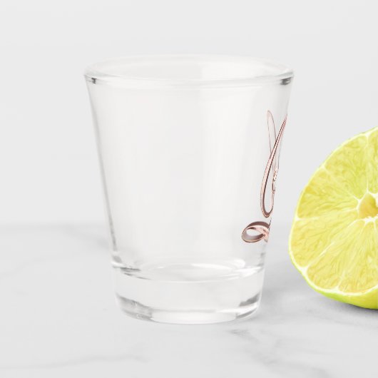 エレガントなモノグラムの手紙Lばら色の金ゴールドの上品 ショットグラス (左)