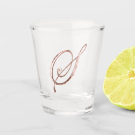 エレガントなモノグラムの手紙Sののどのばら色の金ゴールドの上品 ショットグラス