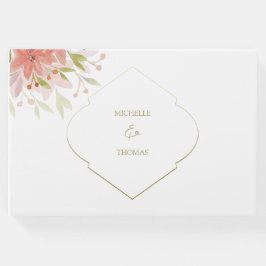 エレガントなモノグラムの水彩花 ゲストブック