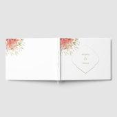 エレガントなモノグラムの水彩花 ゲストブック (全面)