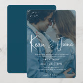 エレガントなモノグラムの現代的な結婚式 招待状 (正面/裏面)