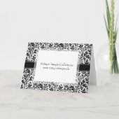 エレガントなモノグラムの白黒花パターン ノートカード (裏面)