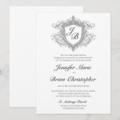 エレガントなモノグラムの紋章 招待状 (正面/裏面)