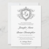 エレガントなモノグラムの紋章 招待状 (正面)