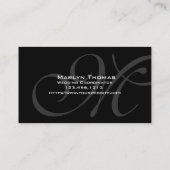 エレガントなモノグラムの結婚式の調整者 名刺 (裏面)