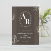 エレガントなモノグラムの結婚式招待状 招待状 (スタンド正面)