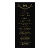 エレガントなモノグラムの花輪 ウェディングプログラム ラックカード (正面)