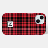 エレガントなモノグラムの赤いチェック柄 Case-Mate iPhoneケース (裏面 (横))