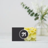 エレガントなモノグラムの黄色の花の花屋ダークグレー 名刺 (スタンド正面)