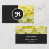 エレガントなモノグラムの黄色の花の花屋ダークグレー 名刺 (正面/裏面)