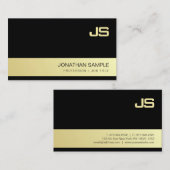 エレガントなモノグラムの黒の金ゴールドのデザインのトレンディーの贅沢 名刺 (正面/裏面)