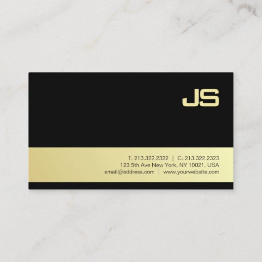 エレガントなモノグラムの黒の金ゴールドのデザインのトレンディーの贅沢 名刺 (裏面)