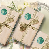 エレガントなモノグラムをあしらったターコイズ色のロココ調スクロール ラウンドシール