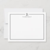 エレガントなモノグラムイニシャルプロフェッショナルブラックホワイト ノートカード (正面)