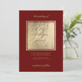 エレガントなモノグラムイニシャル ゴールド バーガンディー 結婚式 招待状 (スタンド正面)