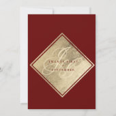 エレガントなモノグラムイニシャル ゴールド バーガンディー 結婚式 招待状 (裏面)