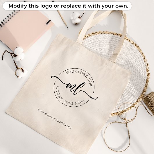エレガントなモノグラムイニシャル ブランディングを追加 あなたのロゴ トートバッグ