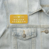 エレガントなモノグラムイニシャル、ミニマルモダンゴールド 名札 (インサイチュ)