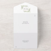 エレガントなモノグラムグリーンウェディング オールインワン招待状 (外側)