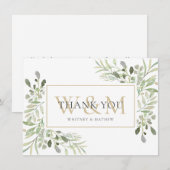 エレガントなモノグラムグリーン サンキューカード (正面/裏面)
