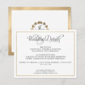 エレガントなモノグラムスクリプトゴールドの結婚式の詳細 エンクロージャーカード (正面/裏面)